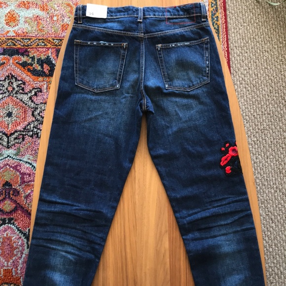 Zara TRF Embroidered Cigarette Jeans NWT - Picture 3 of 7